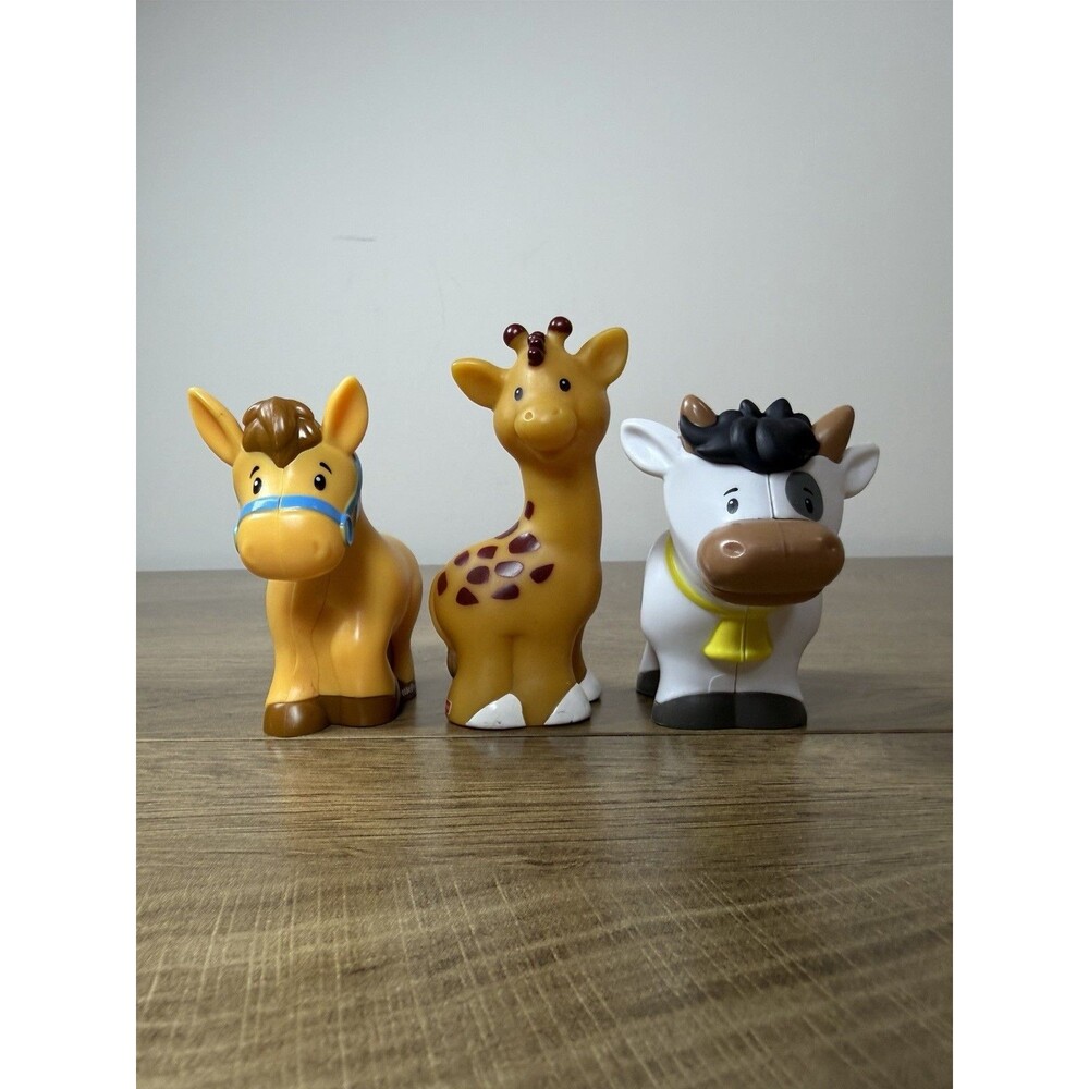 Fisher Price Little People Animals Lot of 3 Cow Horse Giraffe